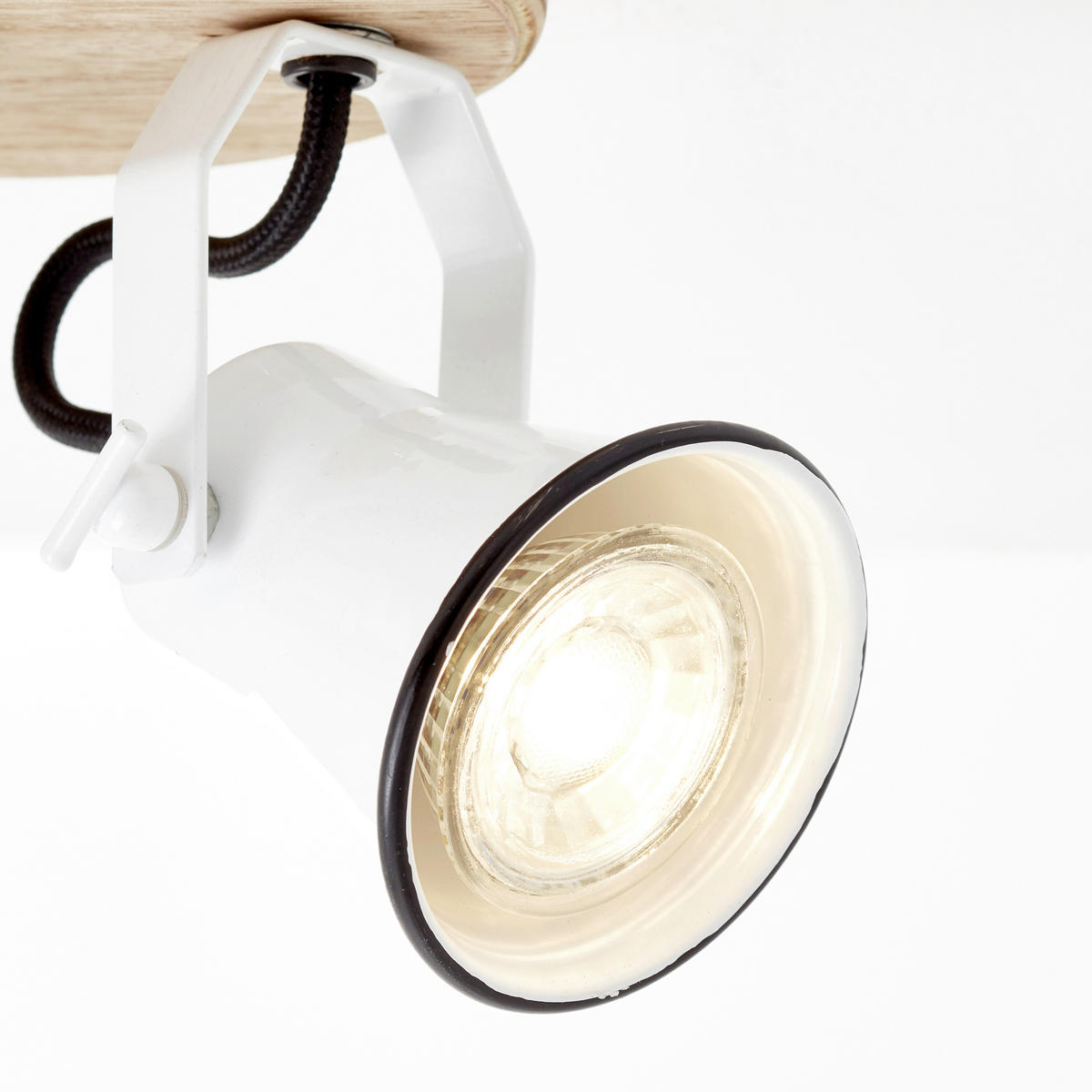 DECKENLEUCHTE  28/13 cm    - Weiß, Natur, Holz/Metall (28/13cm) - Brilliant