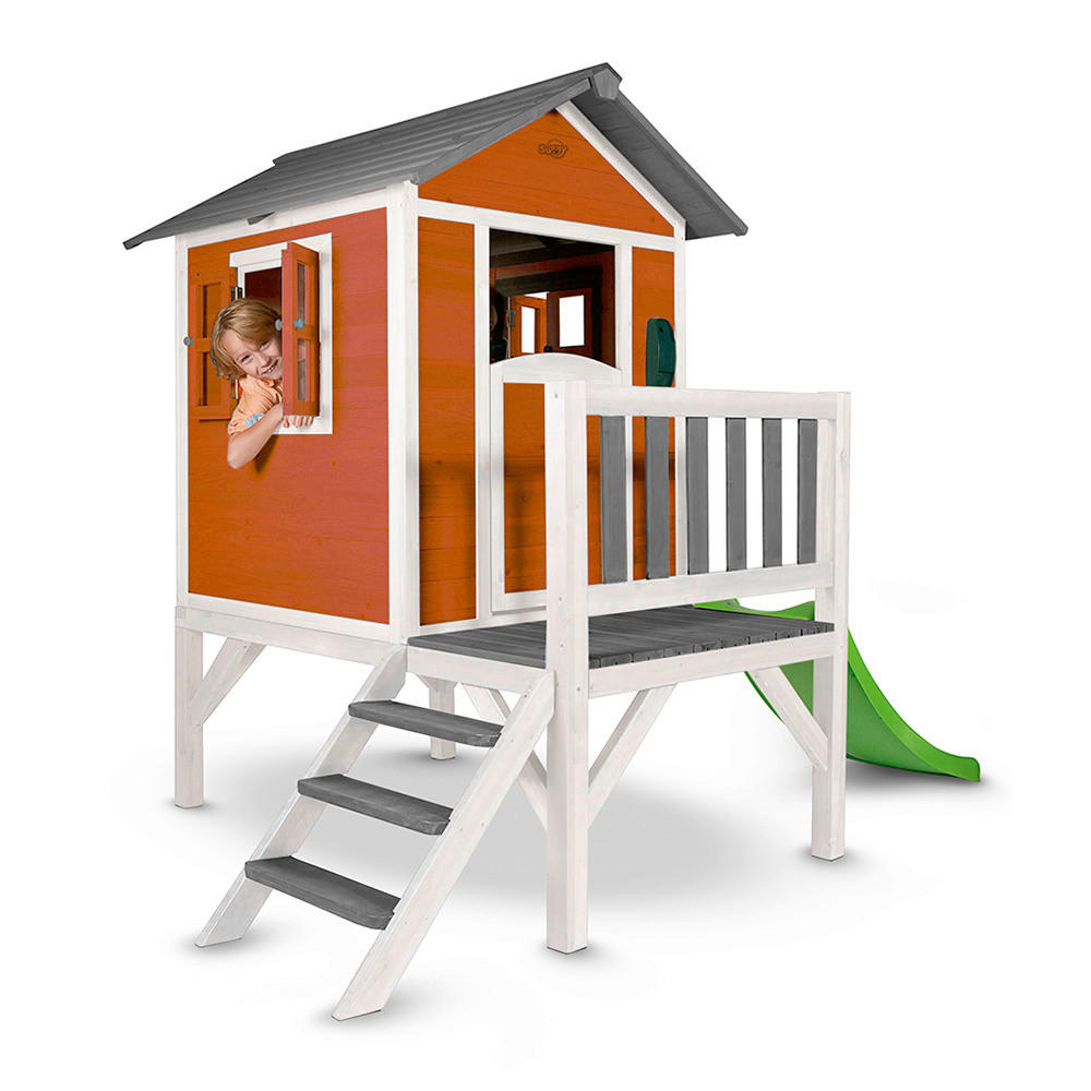 XXXLutz Spielhaus Spielhaus Sunny Lodge XL Grau, Rot, Weiß 261x189x168 cm