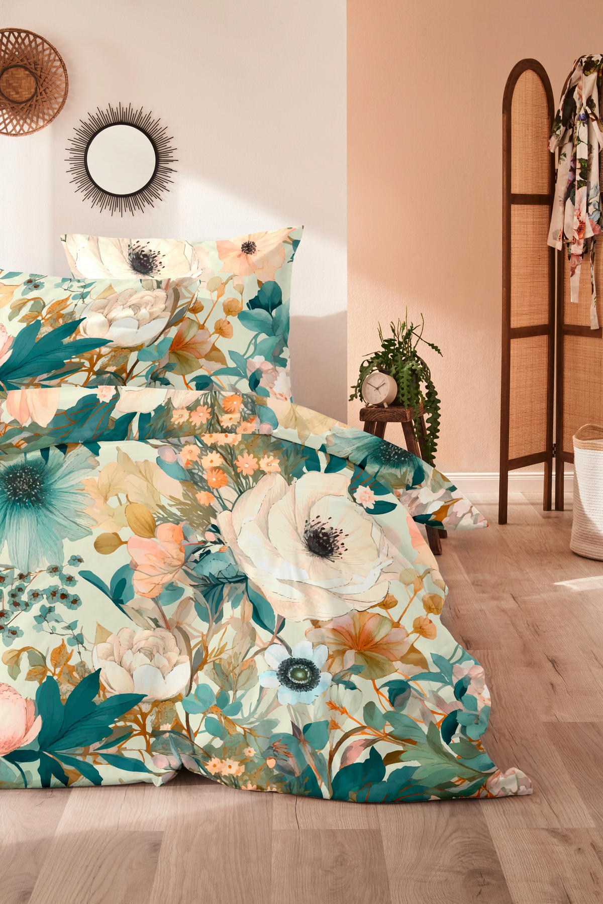 BETTWÄSCHE Makosatin 135/200 cm  - Jadegrün/Dunkelgrün, Basics, Textil (135/200cm)