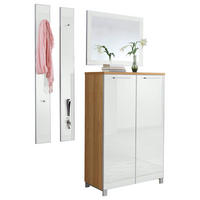 GARDEROBE 4-teilig  in 135/195/37 cm  - Eichefarben/Weiß, Design, Glas/Holz (135/195/37cm)