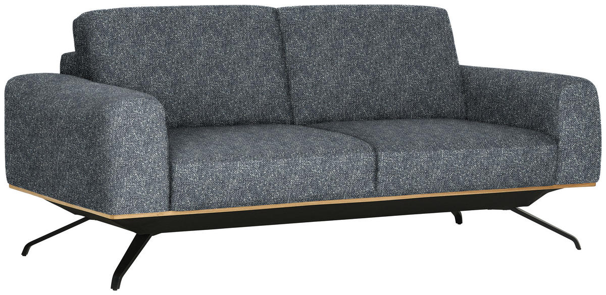 3-SITZER-SOFA Struktur Dunkelgrau  - Dunkelgrau/Schwarz, Design, Holz/Textil (196/85-104/95cm) - Novel