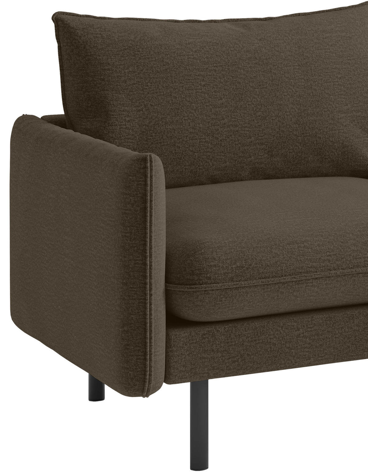 ECKSOFA in Flachgewebe Braun  - Edelstahlfarben/Braun, Design, Textil/Metall (267/204cm) - Livetastic