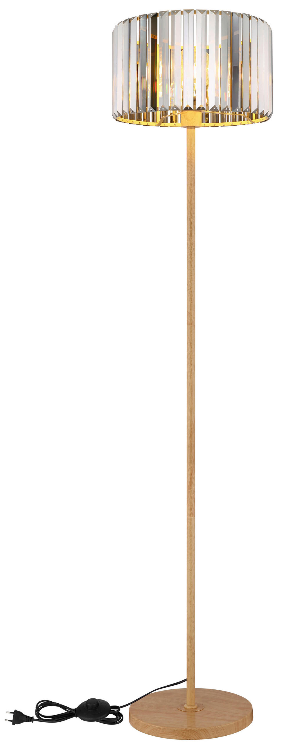 STOJACÍ LAMPA, 35/150 cm  - šedá/hnědá, Trend, kov/sklo (35/150cm)