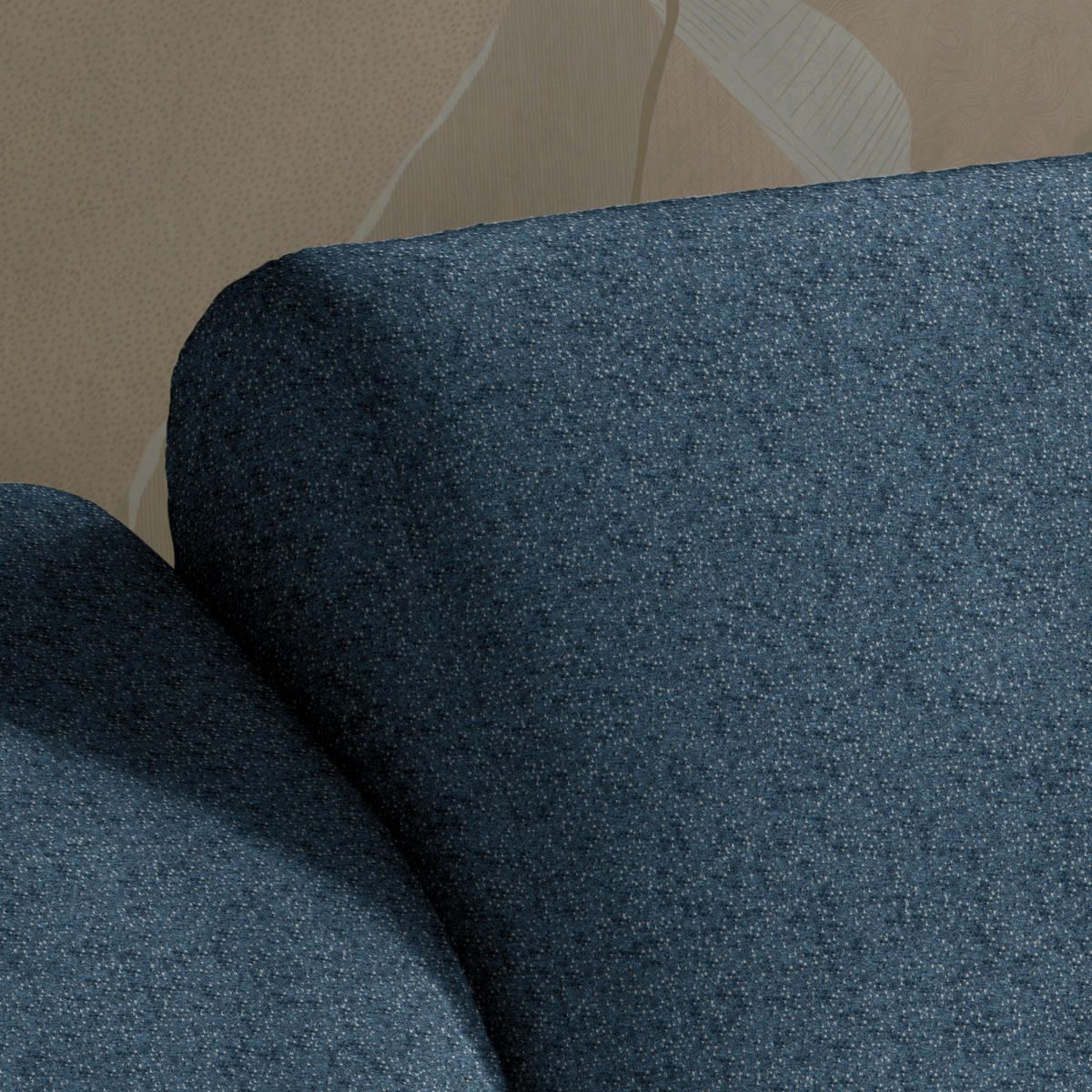 ECKSOFA in Velours Dunkelblau  - Buchefarben/Dunkelblau, Design, Holz/Textil (329/150cm) - Lomoco