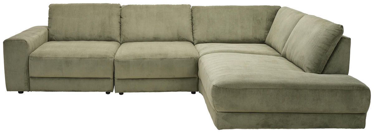 ECKSOFA in Feincord Waldgrün  316/242 cm  - Waldgrün/Schwarz, Design, Kunststoff/Textil (316/242cm) - Niels Andersson