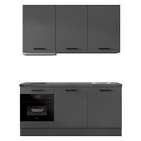 KÜCHENBLOCK 180 cm   in Graphitfarben  - Schieferfarben/Schwarz, Basics, Holzwerkstoff/Metall (180cm) - Impuls