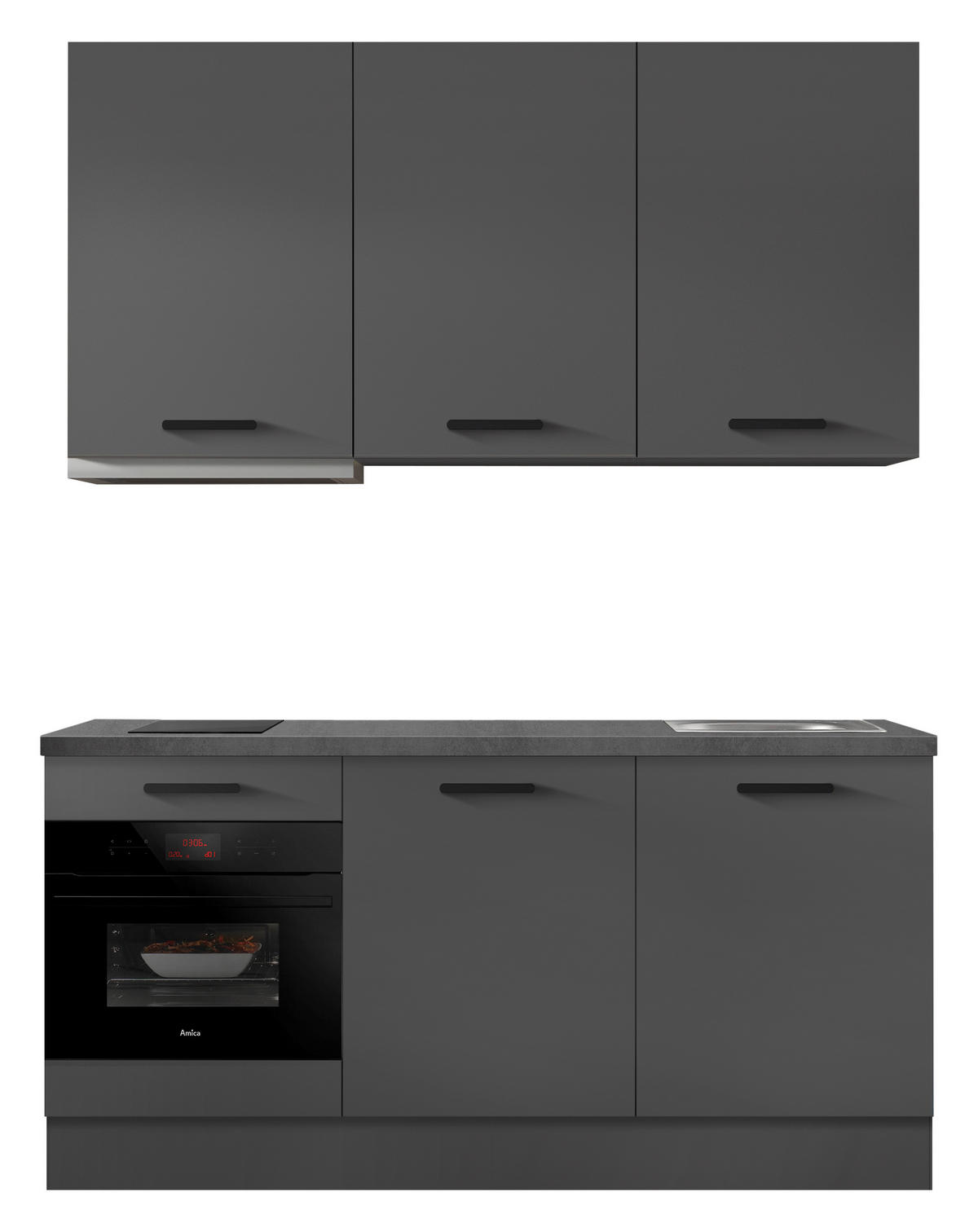 KÜCHENBLOCK 180 cm   in Graphitfarben  - Schieferfarben/Schwarz, Basics, Holzwerkstoff/Metall (180cm) - Impuls