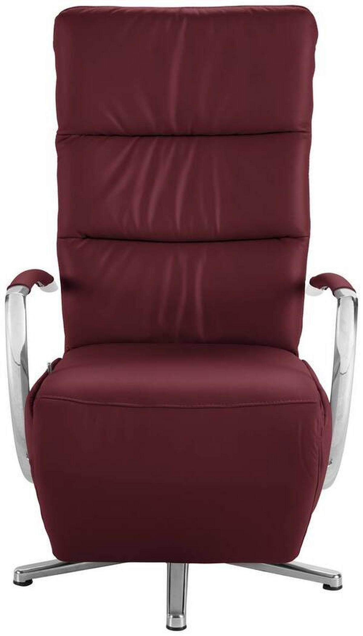 RELAXSESSEL in Leder Weinrot  - Chromfarben/Weinrot, Design, Leder/Metall (64/112/80cm) - Cantus