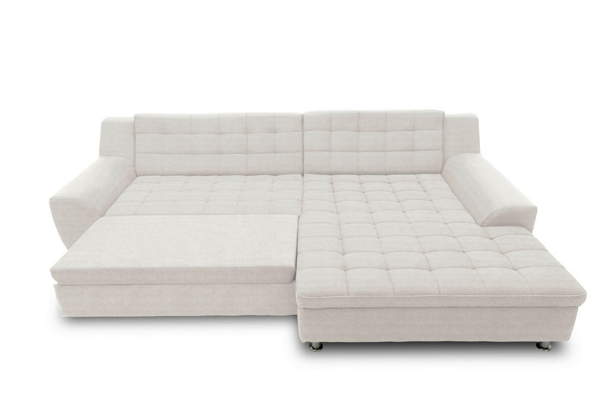 ECKSCHLAFSOFA MORTON Beige Mikrofaser  - Chromfarben/Beige, MODERN, Textil/Metall (304/200/84cm) - MID.YOU