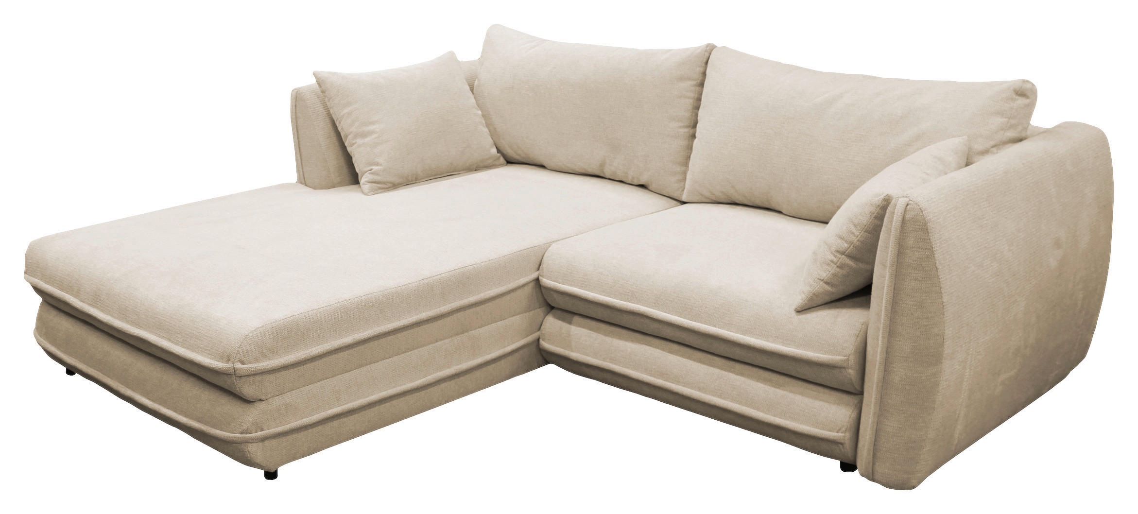 ECKSOFA Beige Struktur  - Beige/Schwarz, Design, Kunststoff/Textil (201/240cm) - MID.YOU
