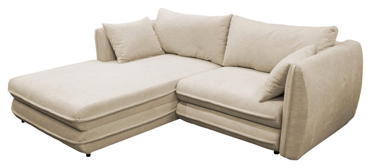 ECKSOFA Beige Struktur  - Beige/Schwarz, Design, Kunststoff/Textil (201/240cm) - MID.YOU