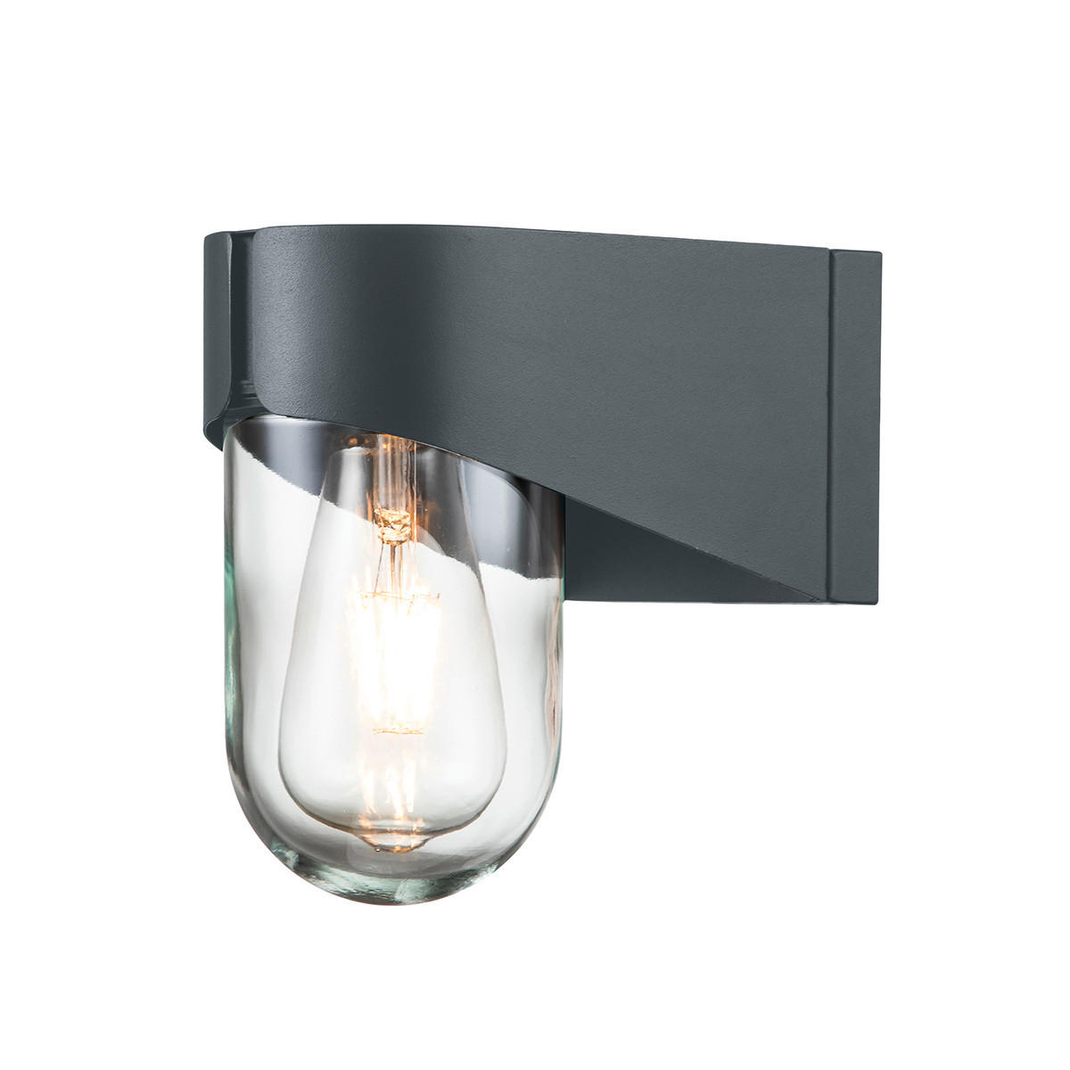AUßENWANDLEUCHTE Porto 11,5/18,8 cm   - Grau, Design, Glas/Metall (11,5/18,8cm) - Elstead Lighting