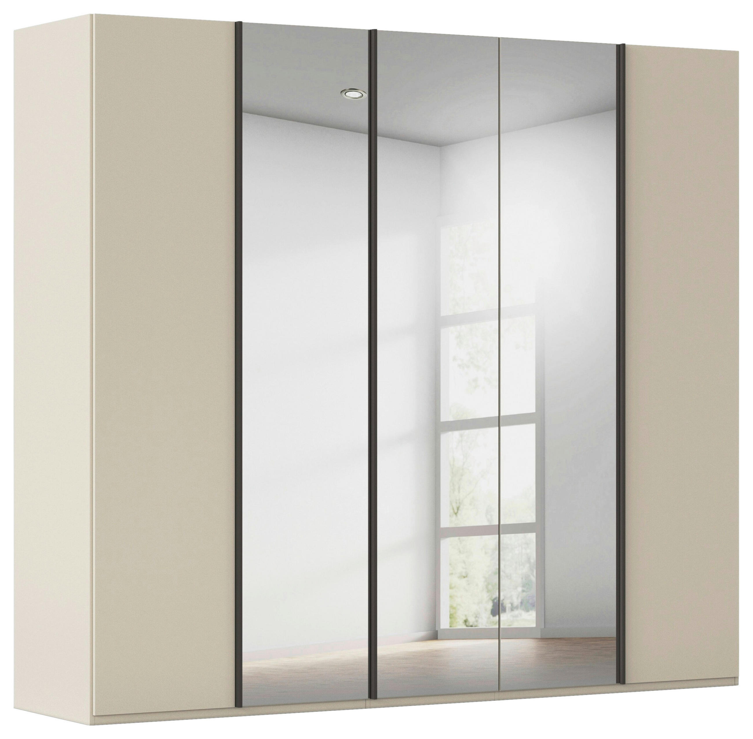 DREHTÜRENSCHRANK 251/223/61 cm,  in Champagner, 5-türig  - Champagner/Graphitfarben, Basics, Glas/Holzwerkstoff (251/223/61cm) - Novel