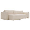 ECKSOFA in Cord Creme  - Creme/Schwarz, MODERN, Kunststoff/Textil (150/245cm) - Carryhome