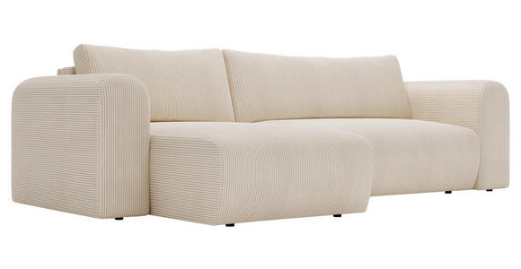 ECKSOFA in Cord Creme  - Creme/Schwarz, MODERN, Kunststoff/Textil (150/245cm) - Carryhome