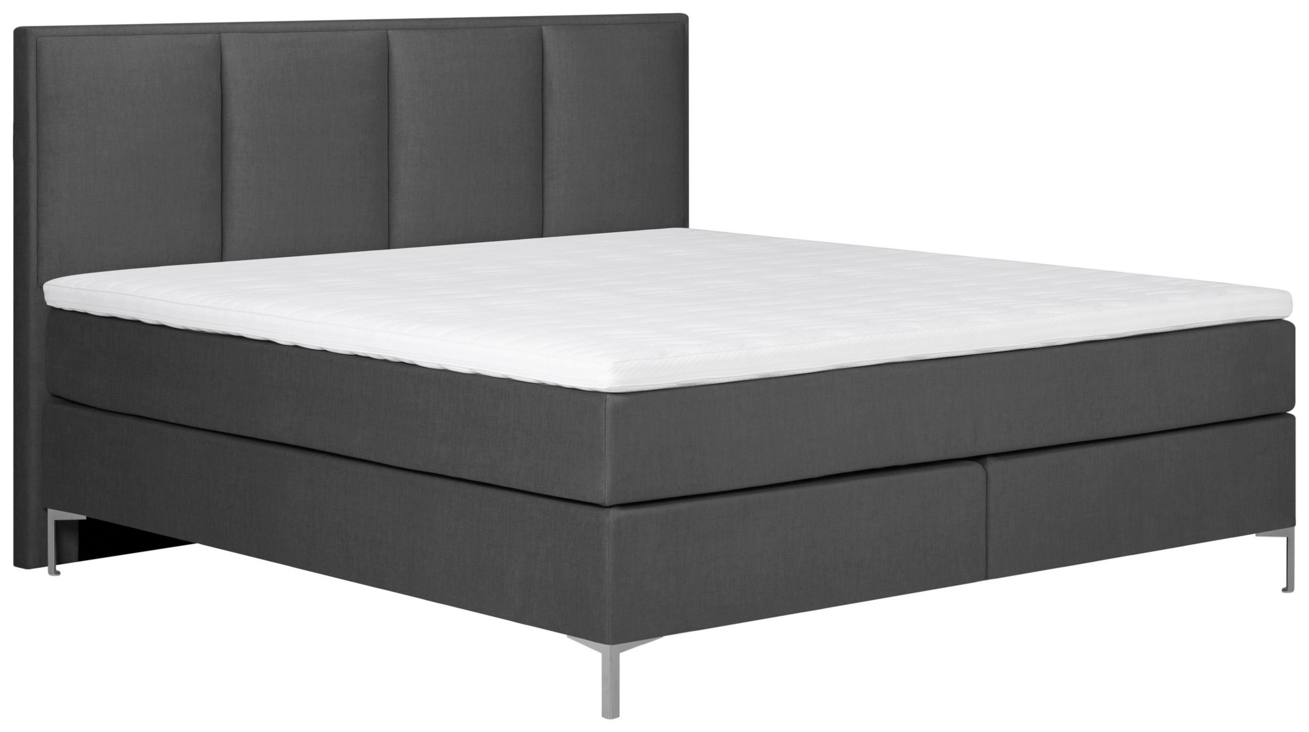 BOXSPRING-ÁGY 160/200 cm  sötétszürke  - alumínium színű/sötétszürke, Modern, textil (160/200cm) - MID.YOU
