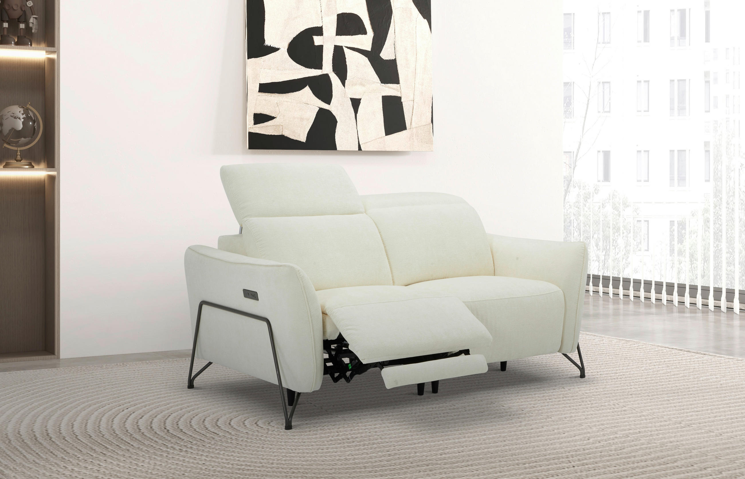 DVOUMÍSTNÁ POHOVKA, textil, krémová - černá/krémová, Lifestyle, kov/textil (164/83/107/111cm) - Livetastic