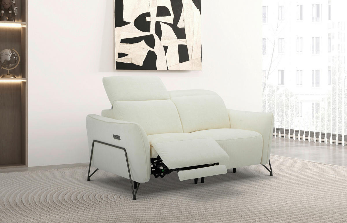 KÉTÜLÉSES KANAPÉ textil krémszínű  - krémszínű/fekete, Lifestyle, textil/fém (164/83/107/111cm) - Livetastic