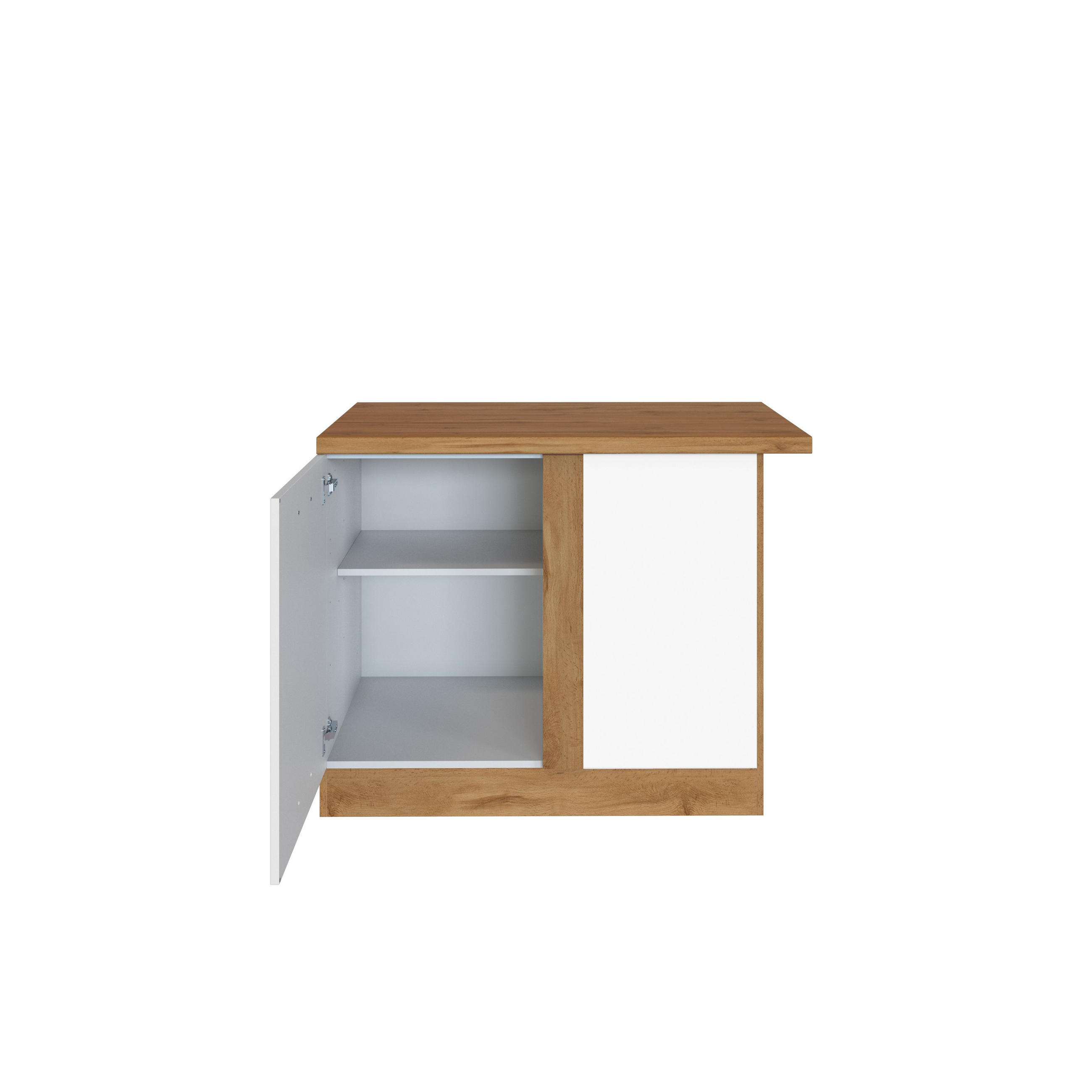 ECKUNTERSCHRANK 110/85/60 cm  - Chromfarben/Weiss, Modern, Holzwerkstoff/Metall (110/85/60cm) - Held