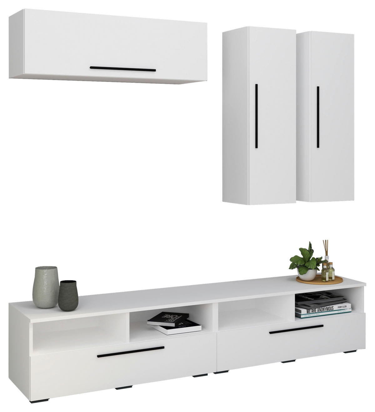 WOHNWAND  in Weiß  190/200/40 cm  - Schwarz/Weiß, MODERN, Holzwerkstoff/Kunststoff (190/200/40cm) - MID.YOU