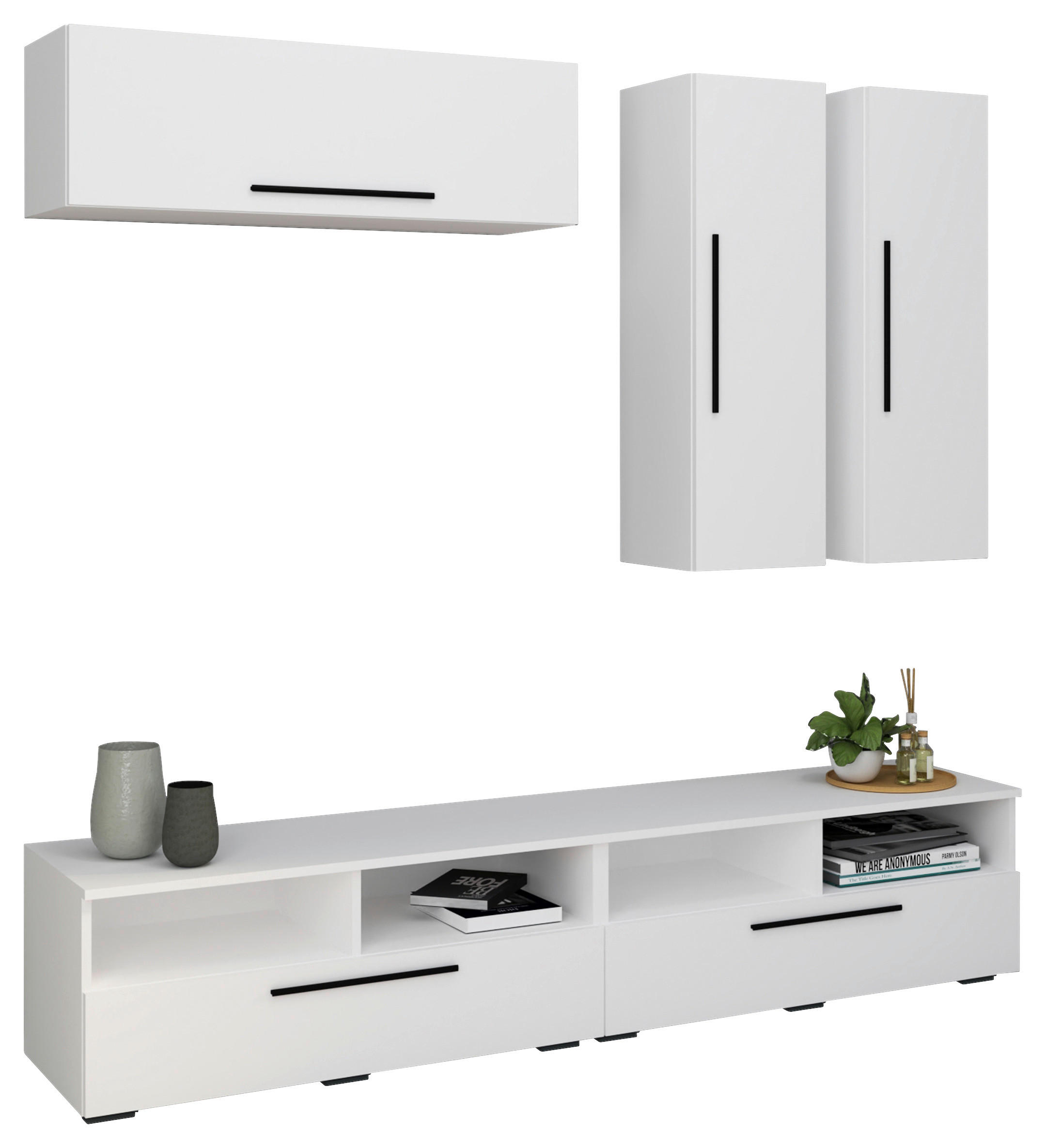 Wohnwand Arila 5-teilig Weiß B: 190 Cm