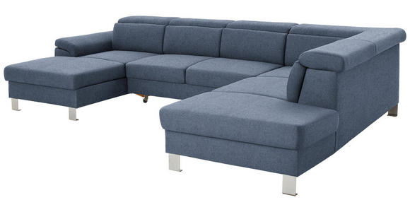 WOHNLANDSCHAFT inkl.Funktionen Blau Webstoff  - Blau/Silberfarben, Design, Textil/Metall (168/320/226cm) - Xora