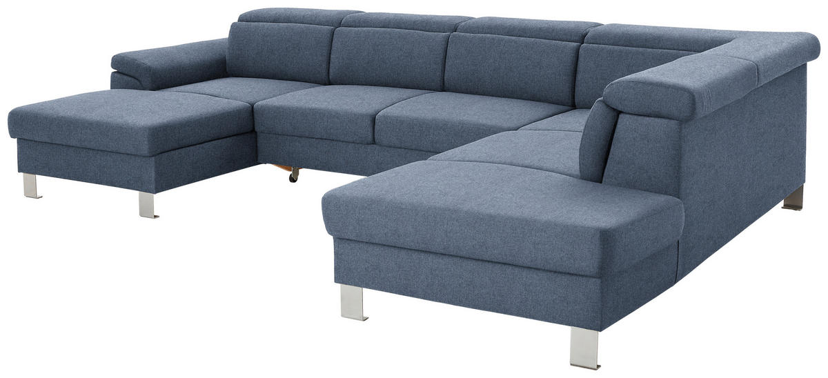WOHNLANDSCHAFT in Webstoff Blau  - Blau/Silberfarben, Design, Textil/Metall (168/320/226cm) - Xora