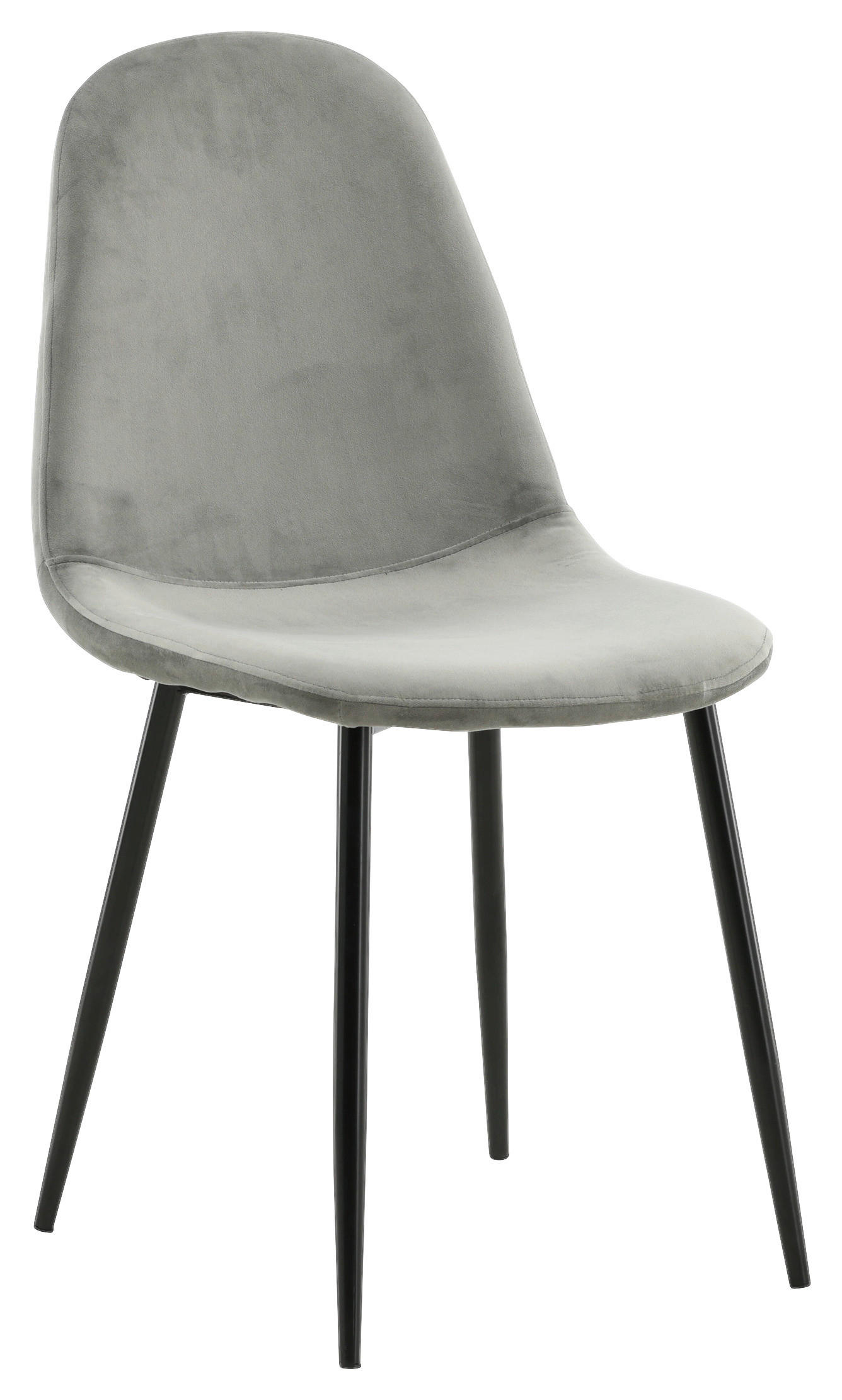 STUHL-SET 2 Stück  in Stahl Samt  - Schwarz/Grau, Design, Textil/Metall (42,5/88/53cm) - Livetastic