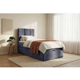 BOXBETT 90/200 cm,  in Dunkelblau, Matratze, gepolstertes Kopfteil, Bettkasten, Topper, H3 = fest  - Schwarz/Dunkelblau, Design, Holzwerkstoff/Kunststoff (90/200cm) - Esposa