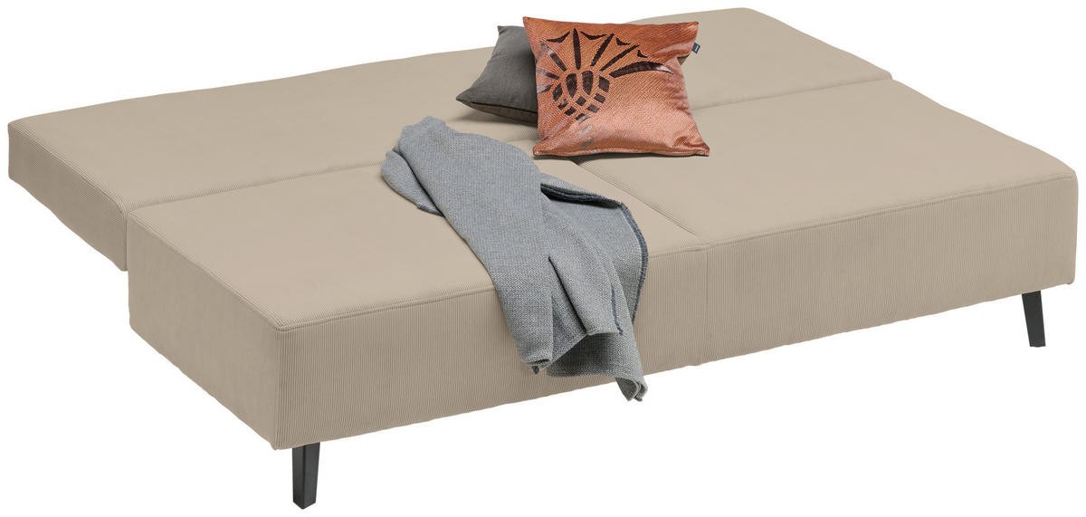 SCHLAFSOFA Cord Hellbraun  - Hellbraun/Schwarz, Modern, Textil/Metall (193/85/88cm) - Novel