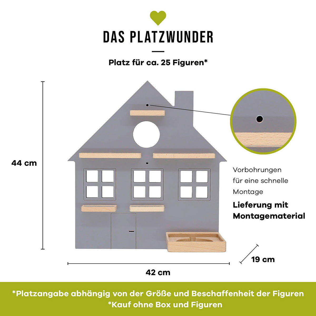 KINDERREGAL Grau  - Grau, MODERN, Holzwerkstoff (42/44/19cm) - MID.YOU