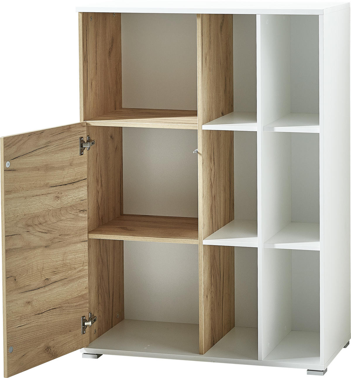 AKTENSCHRANK Weiß, Eichefarben  - Eichefarben/Weiß, Design, Holzwerkstoff (85/120/40cm) - Germania