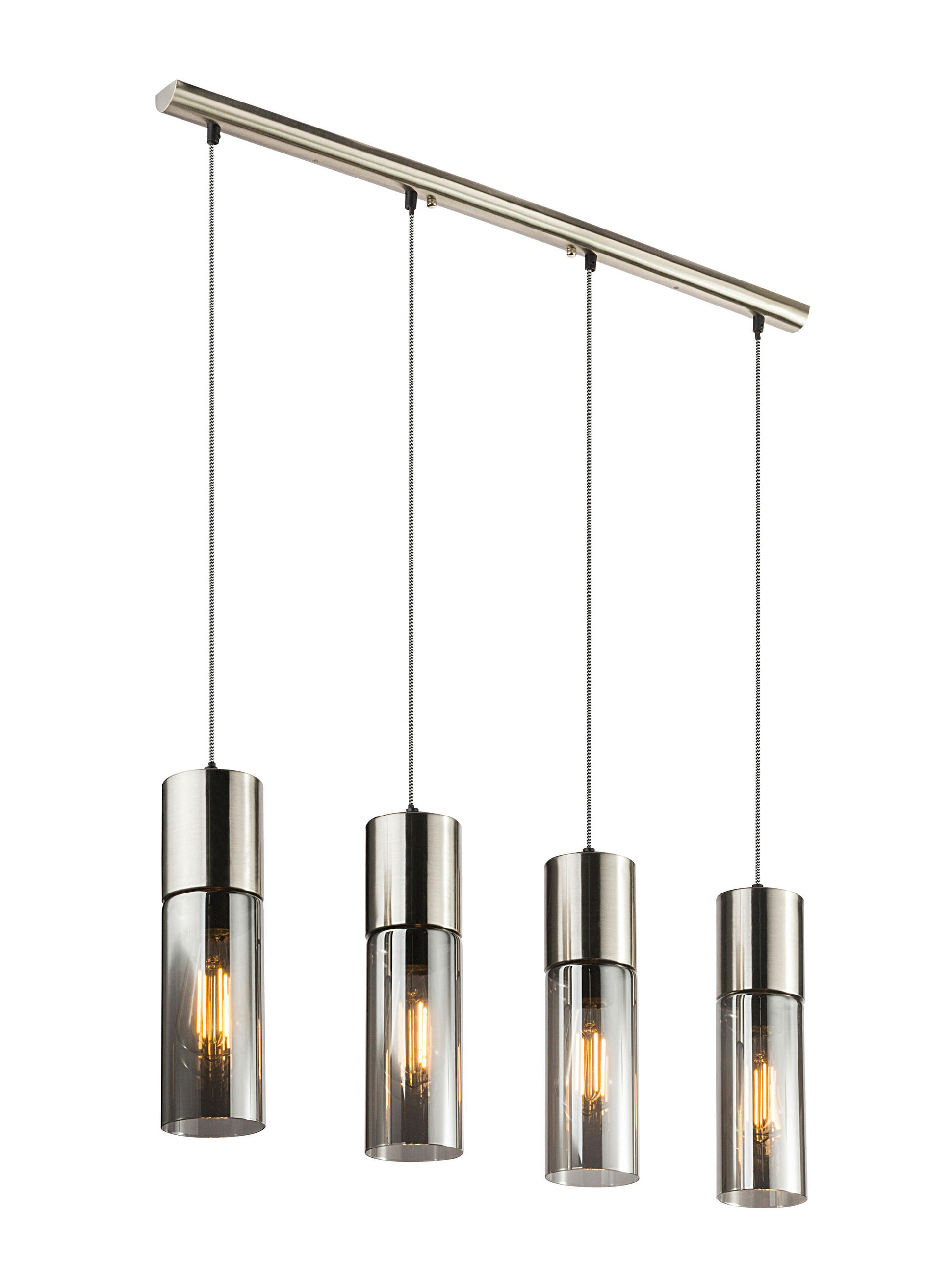 Hängeleuchte Vision H: 156 cm 4-Flammig mit Rauchglas