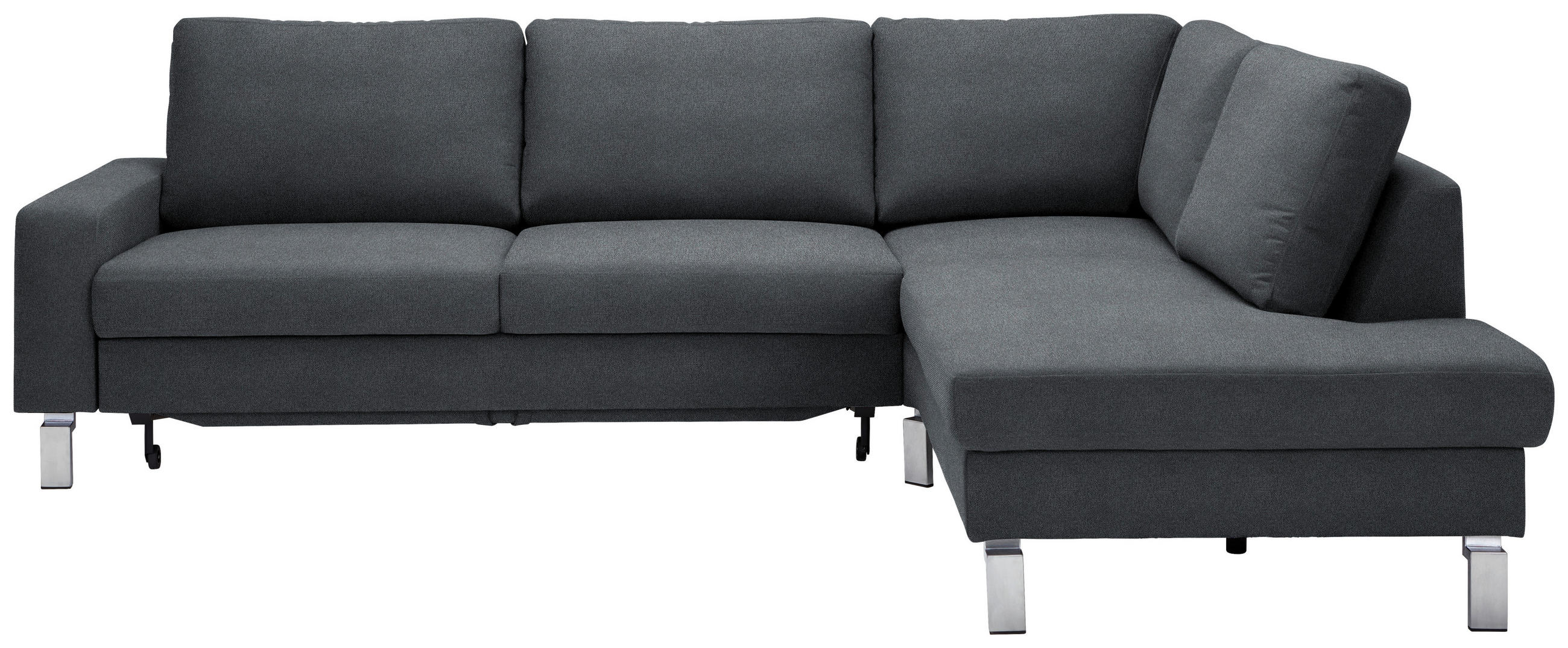 ECKSOFA in Flachgewebe Anthrazit  - Chromfarben/Anthrazit, Design, Textil/Metall (276/200cm) - Hom`in