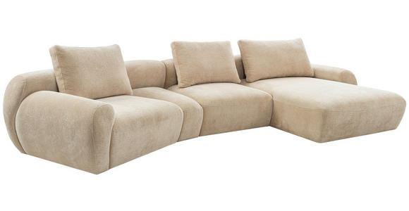 ECKSOFA Beige Chenille Rückenkissen, Rücken echt  - Beige/Schwarz, KONVENTIONELL, Kunststoff/Textil (362/176cm) - Carryhome