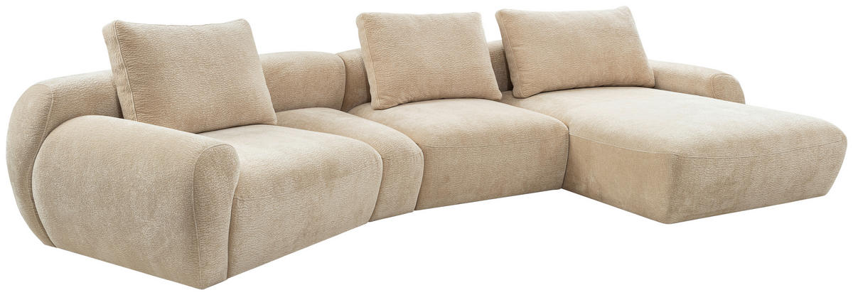 ECKSOFA Beige Chenille  - Beige/Schwarz, KONVENTIONELL, Kunststoff/Textil (362/176cm) - Carryhome