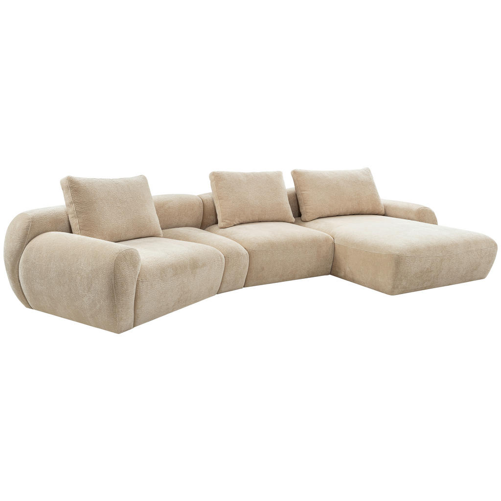 Thumbnail - Carryhome Ecksofa, Beige, Textil, 4-Sitzer, Füllung: Silikon, Ottomane rechts, organische Form, 362x176 cm, seitenverkeh...