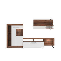 NAPPALI ÖSSZEÁLLÍTÁS magasfényű fehér, sötét tölgy  - sötét tölgy/magasfényű fehér, Basics, faalapú anyag (263/40/162,5cm) - Ti'me