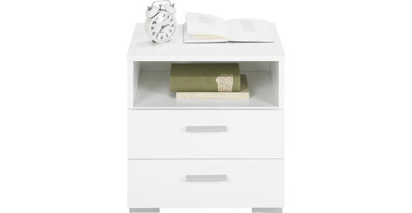 NACHTSCHRANK 45/47/35 cm  - Alufarben/Weiß, KONVENTIONELL, Holzwerkstoff/Kunststoff (45/47/35cm) - Carryhome