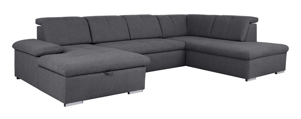 WOHNLANDSCHAFT Dunkelgrau  - Dunkelgrau/Grau, Design, Textil/Metall (173/328/215cm) - MID.YOU
