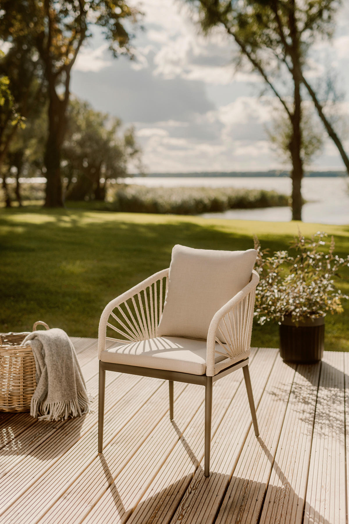 GARTENSESSEL Metall, Textil Anthrazit, Beige  - Anthrazit/Beige, Design, Textil/Metall (56/87/63cm)