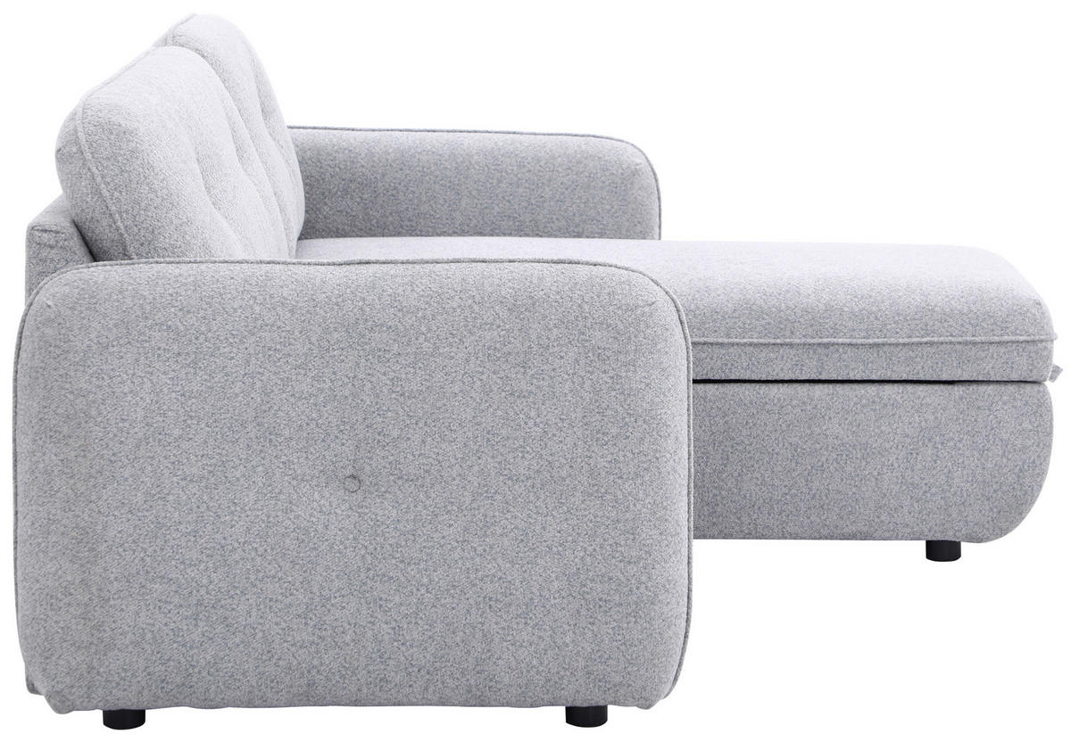 ECKSOFA Hellgrau Chenille  - Hellgrau/Schwarz, Design, Kunststoff/Textil (154/221cm) - Carryhome