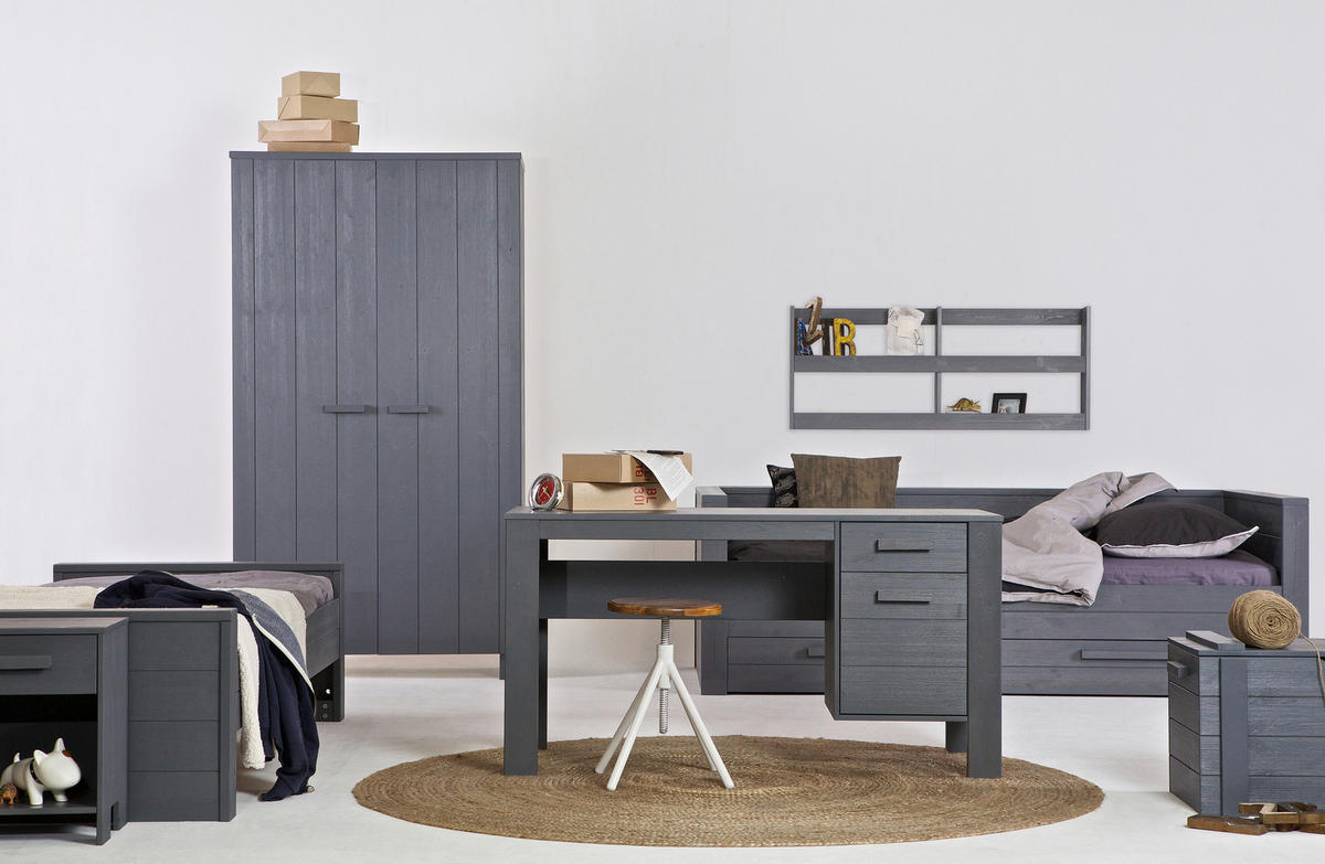 SCHREIBTISCH 141/59/74 cm  in Dunkelgrau  - Dunkelgrau, Design, Holz (141/59/74cm) - Livetastic