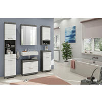BADEZIMMER 5-teilig  in 134 cm  - Weiß Hochglanz/Grau, MODERN, Holzwerkstoff/Kunststoff (134cm) - MID.YOU