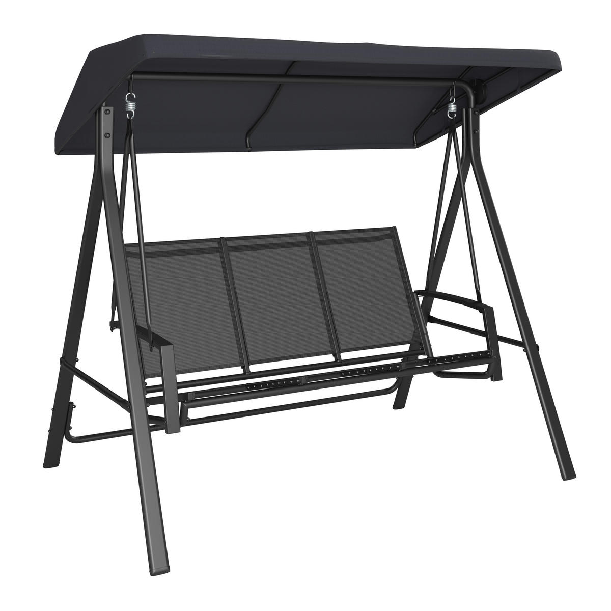 Balansoar Hollywood 190/176/122 cm  - argintiu/negru, Design, metal/textil (190/176/122cm) - Ambia Garden