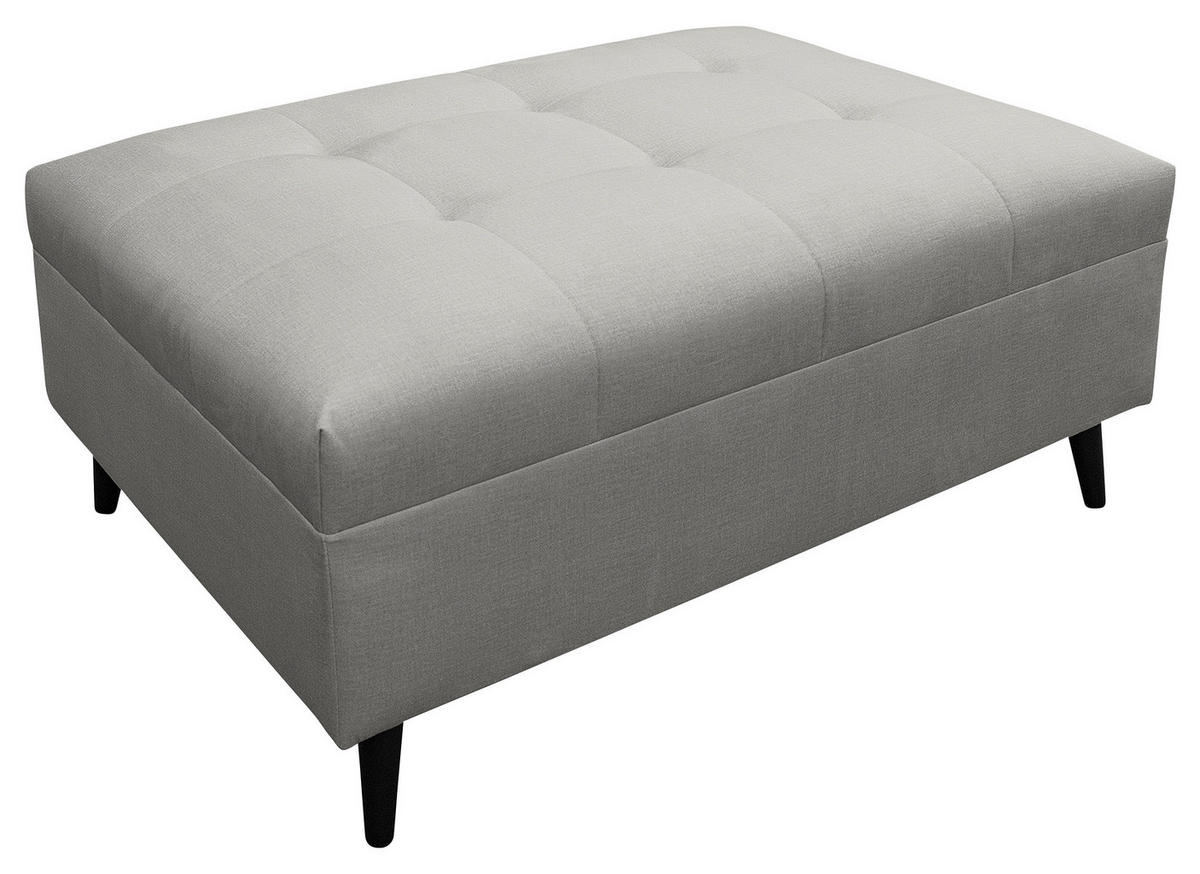 Ecksofa inkl. Hocker in Mikrofaser Grau  - Schwarz/Grau, Design, Holz/Textil (174/247cm) - MID.YOU