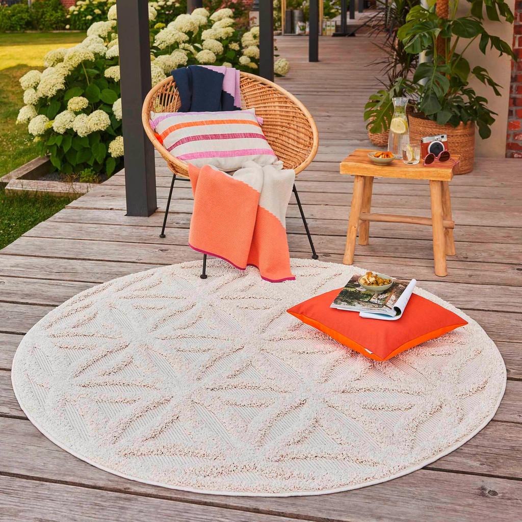 Thumbnail - Esprit Outdoorteppich Shake, Creme, Textil, Uni, rund, Textiles Vertrauen - Oeko-Tex®, für Fußbodenheizung geeignet, in ...