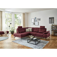 ECKSOFA in Lederlook, Mikrofaser Bordeaux  194/261 cm  - Bordeaux/Schwarz, Design, Textil/Metall (194/261cm) - Beldomo System