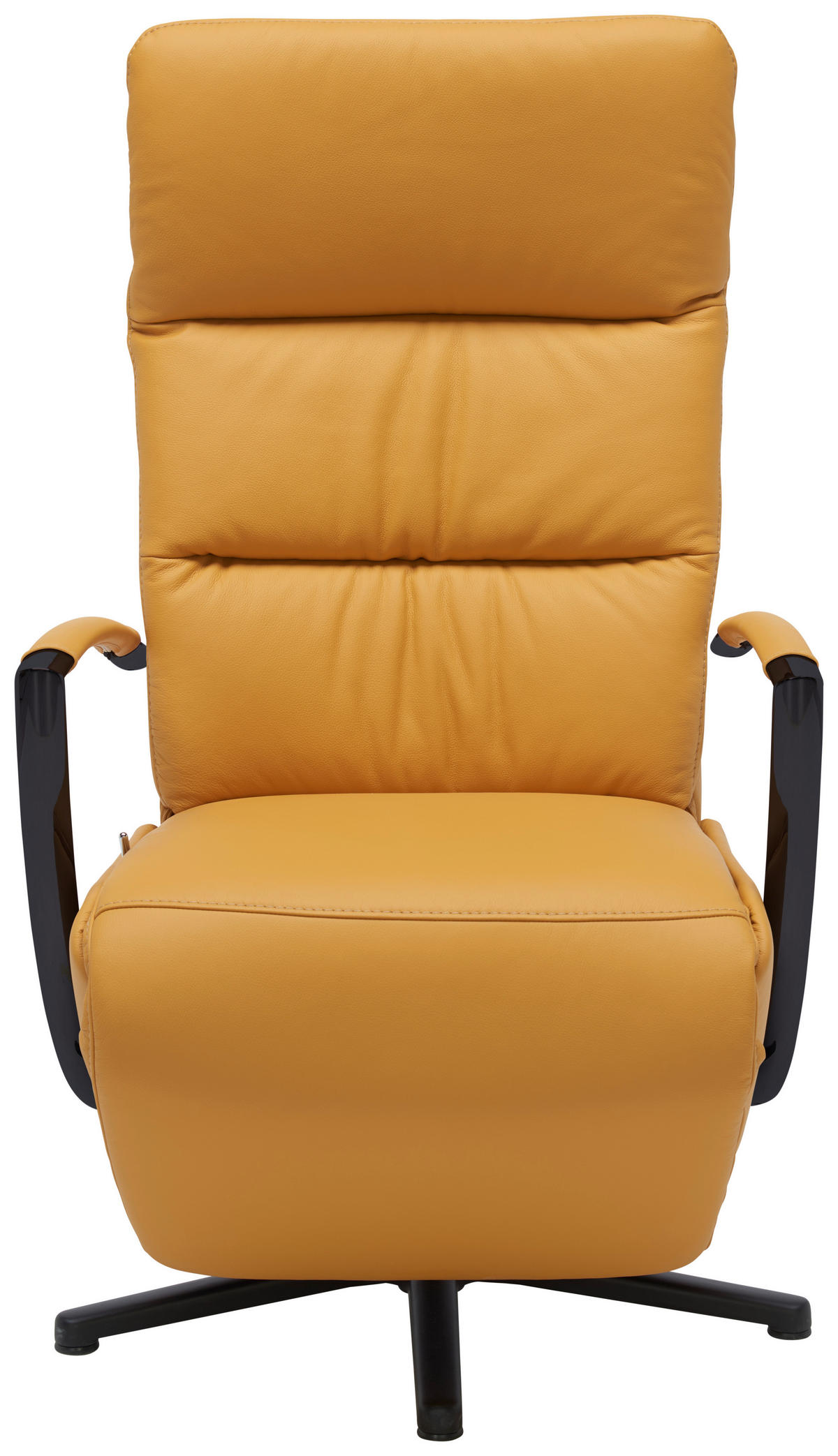 RELAXSESSEL in Leder Currygelb  - Currygelb/Schwarz, Design, Leder/Metall (64/112/80cm) - Cantus