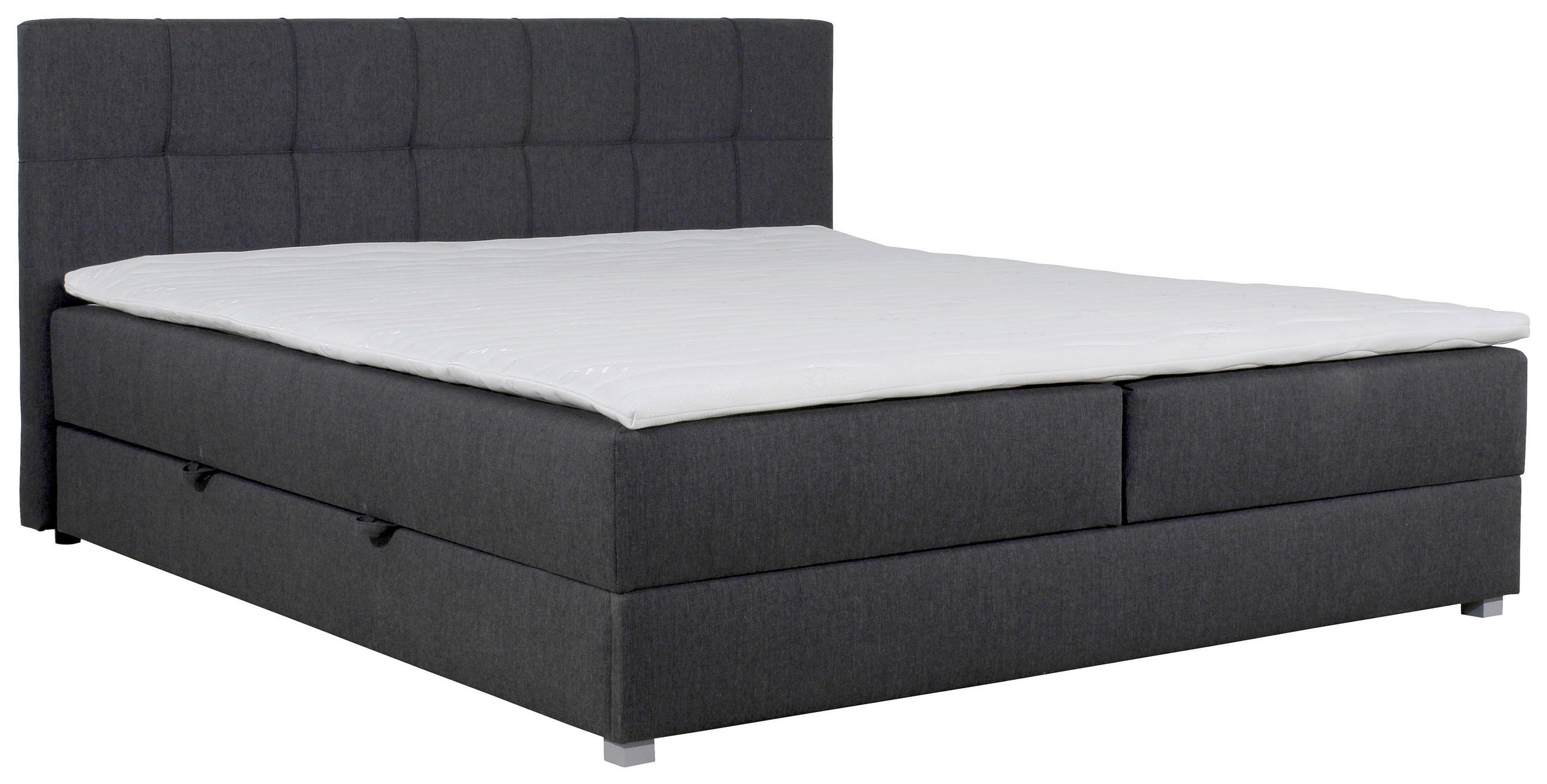 BOXBETT 180/200 cm  in Anthrazit  - Anthrazit/Silberfarben, MODERN, Textil (180/200cm) - MID.YOU